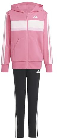 adidas Unisex Kids Seasonal Essentials Tiberio 3 Stripes Fleece Track Suit, pink fusion/white/clear pink, 9-10 Years
