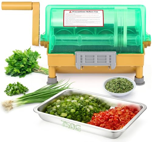 Moongiantgo Commercial Hand Scallion Cutter Green Onion Chopper Shredder Slicer, Stainless Steel Blade, Make 3MM Chopped Scallions/Green Onions/Spring Onions/Leeks/Cilantro/Garlic (Hand Crank)