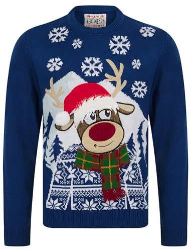 Tokyo Laundry Men's Most Snow Deer Knitted Crew Neck Christmas Jumper