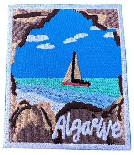 Toppa ricamata Algarve Portogallo (8,9 cm), da applicare con ferro da stiro, da cucire o da applicare con ferro da stiro, per viaggi in Europa, souvenir per vacanze, bagagli, zaini, regali