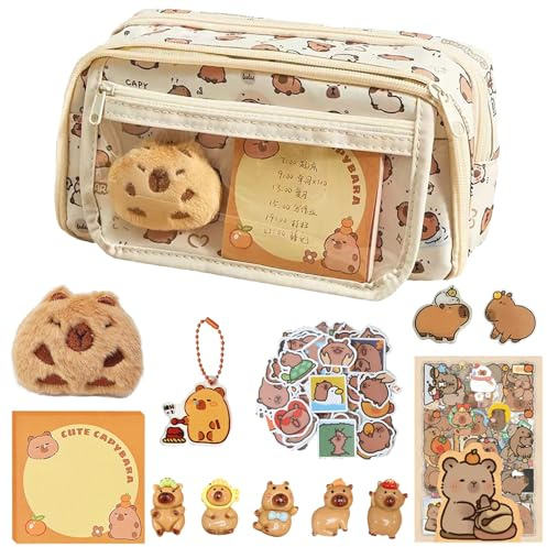 HTTDSLF Estuche Escolar, Estuche para Lápices Capybara, Estuche Portalapices Grande, Estuche Lapices Organizador, para Niña Niños Adolescentes Estudiantes