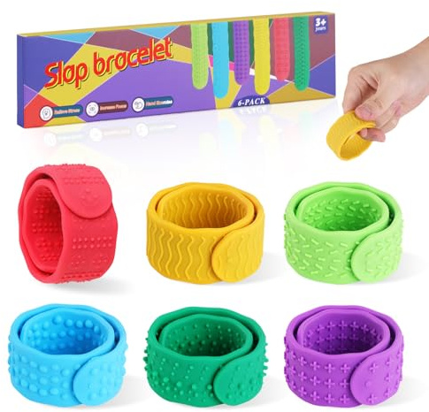Pulsera Antiestres, 6 Piezas Juguetes Sensoriales, Juguetes Antiestres Niños, Fidget Toys para TDAH Antiestrés, Autismo, Alivio del Estrés, Juego de Juguetes para Niños a Partir de 3 Años Y Adultos