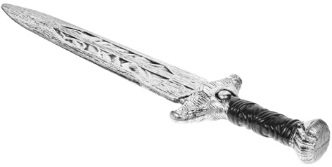 VALICLUD Espada Romana De Utilería Ancha Plateada, Réplica De Espada Cosplay De Plástico Resistente, Accesorio para Fiestas De Halloween y Eventos Temáticos, Tamaño Mediano Portátil
