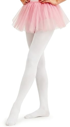 JinBei Collants Danse Classique Fille Extensible Doux Ballet, 3-12 Ans | 90D Opaques, Taille Haute, Respirants et Confortables, avec Pieds Legging, pour Ballet, Danse, Gymnastique, École, Sport