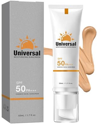 Crema solar hidratante con color SPF50+ PA+++, ligera y resistente al agua, con colágeno y vitamina E para pieles sensibles, 50 ml