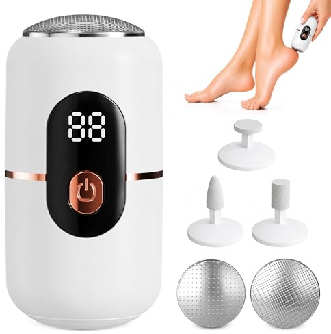 Pedicure Elettrica Professionale Piedi, Lima elettrica per piedi, Rimuovere calli, pelle morta e talloni ruvidi, strumento per pedicure a 3 velocità con 2 testine abrasive sostituibili.