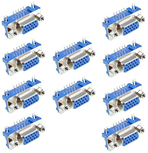 Oiyagai 10 st DB15 15-Pin VGA Hona Kontakt Adapter, D-Sub 3-Rad Vinklad Port Terminal Brytpunkt för Mekanisk Utrustning, Blå