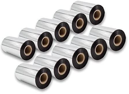 vhbw 10x Thermotransfer-Band kompatibel mit TSC TTP-343 Plus, TTP-268M Drucker Etikettendrucker, Wischfest, 110 mm x 300 m, Wachs-Plus Schwarz