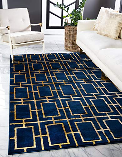 Marilyn Monroe Glam Collection Area Rug - Deco (2' x 3' 1 Rectangle Navy Blue Gold/Gold)