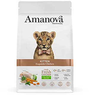 Amanova Cibo Secco Super Premium per Gattini Gusto Pollo - 100% Naturale, ipoallergenico e monoproteico - Cruelty Free - Formato da 300 g