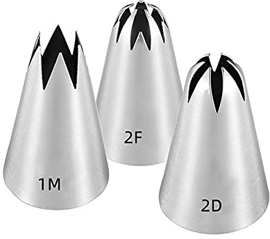 1M 2D 2F Piping Tips Set, Large Icing Tips for Cake Rosettes & Flowers