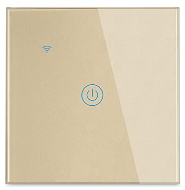 Lancoon Interruptor de Pared táctil con Indicador LED Azul Control de Voz Remoto Inteligente Inalámbrico Función de Temporizador para Compartir en Familia Se Requiere Cable Neutro(Dorado,1unidad)