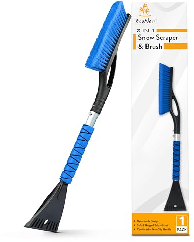 EcoNour 27 Snow Brush with Ice Scraper for Car Windshield (1 Pack) Blue