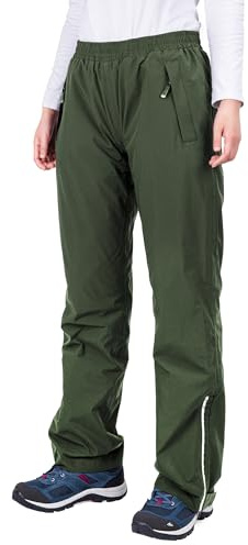 33,000ft Women's Waterproof Trousers Lightweight Rain Overtrousers Ladies Mesh Lined Windproof Rain Pants for Outdoor Fishing Hiking Rainwear Short Leg Army Green 10