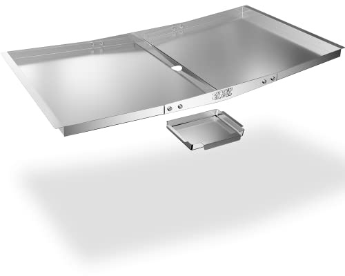 Fettbricka med fångstpanna – justerbar dropppanna för gasgrillmodeller från Dyna Glo, Nexgrill, expertgrill, Kenmore, BHG och mer – rostfritt stål grill ersättningsdelar (bredd 76 cm – 91 cm)