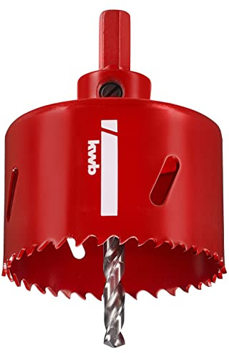 kwb Sierra perforadora bimetálica HSS Ø 65 mm con vario-dentado progresivo, alta precisión, vástago hexagonal, profundidad de corte de 38 mm y broca central