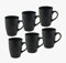 Set di 6 tazze da caffè da 340 ml – nero opaco – tazza da caffè con manico – tazza da tè in porcellana