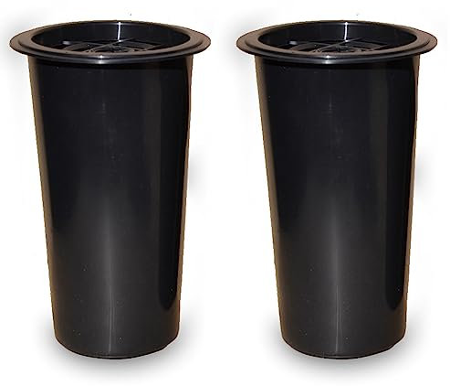 Lot de 2 vases funéraires avec distributeur de fleurs en plastique - Diamètre : 9,5 cm - Hauteur : 19 cm