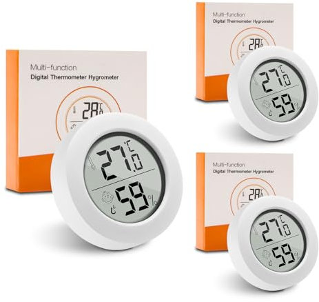 Lot Thermometre Interieur Maison, 3 Pièces Mini LCD Digital Thermometre Hygrometre Barometre Interieur, Mesure Precision Mural Petit Thermomètre d'intérieur pour Chambre Bebe, Culture and Cave, Blanc