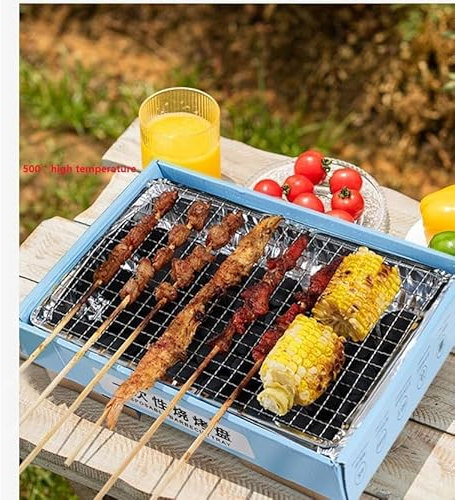 XZEIT Parrilla de carbón desechable Parrilla de Barbacoa portátil Parrilla instantánea Ligera Lista para Usar para Acampar, picnics, Patio Trasero, balcón