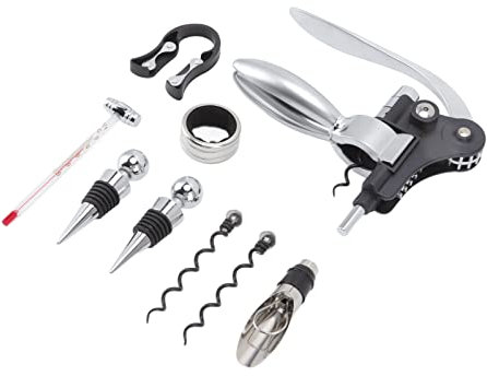 AONYAYBM Ensemble D'ouvre-vin 9 Pièces, Kit D'ouvre-vin Multifonctionnel, Ouvre-vin avec Accessoires, Tire-bouchon à Vin Simple à Utiliser, Tire-bouchon à Utilisation Multi-scènes pour une Utilisation