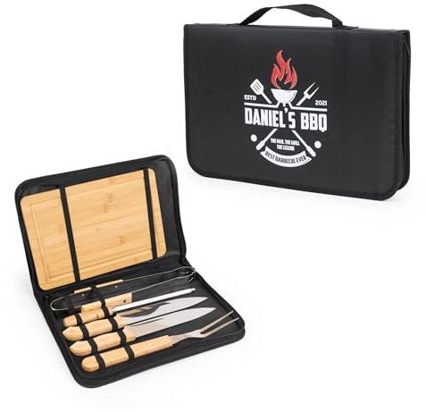 Wanapix | Kit Barbecue Personnalisé | Ustensiles BBQ | Malette Contient 6 Accessoires Barbecue | Set de Barbecue | Best BBQ
