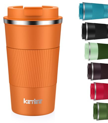 KETIEE Tasse à café à emporter, 510ml Gobelet isotherme Café-to-go, Tasse à café Thermo, Double paroi Gobelet de voyage Travel Mug, Gobelet isolant sous vide avec couvercle étanche pour café et thé