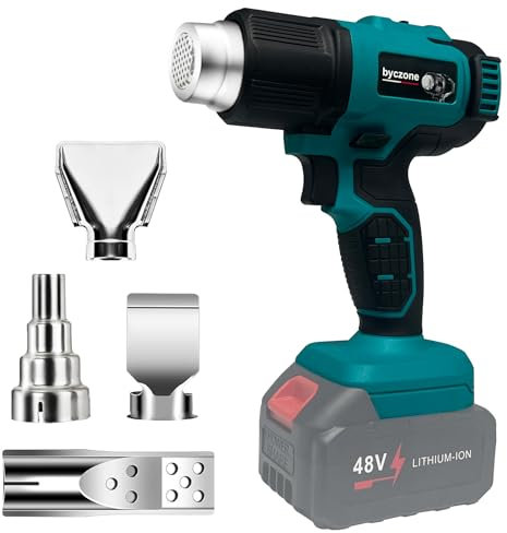 Akku Heißluftfön für Makita 18V, 2 Temperatur 300 ℃/550 ℃ Heißluftpistole, Manuelle Heißluftgebläse mit 4 Edelstahldüse für DIY,Basteln, Schrumpffolie, Schweißen,Farbentfernung(ohne Batterien)