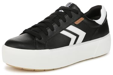 Dr. Scholl's Womens Young and Free Sneaker Black White Leather 9.5 M