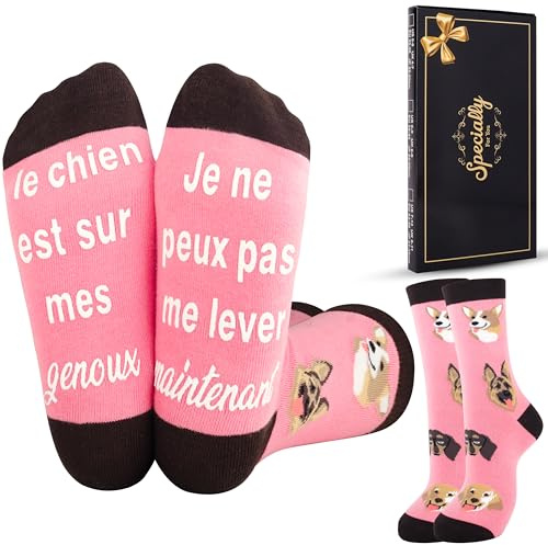 Merclix Chaussette Chien Femme 39-42 Rigolotes Idee Cadeau Femme Original Utile Anniversaire Noel Cadeau Maman Mamie Ado Fille Rigolo Humour Fete Des Meres Saint Valentin
