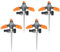 Brandson - 4 x Rasensprinkler 3 Fach mit Erdspieß – Rasensprenger 360 Grad - Flächenregner Sprühregner - Sprinkler mit 3 Arm – Einstellbarer Winkel 45° bis 90° - Reichweite bis zu 7m