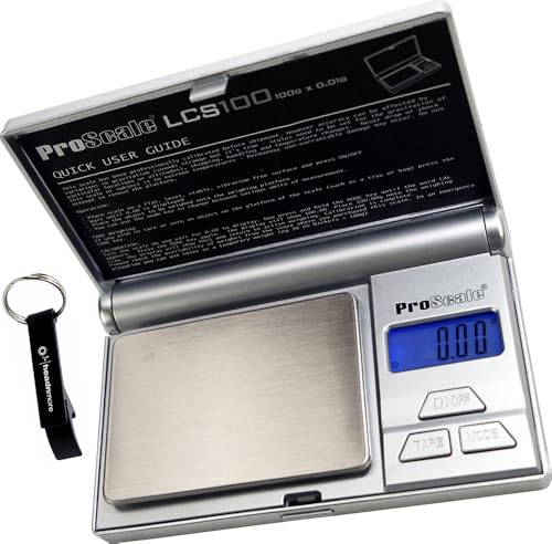 HEADNMORE® Bundle – PROSCALE® fickvåg finvåg digitalvåg LCS100 (100 x 0,01 g) nyckelring