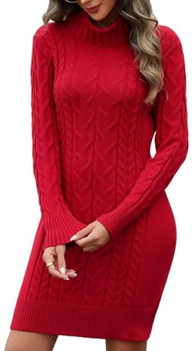 heekpek Vestido Punto Mujer Invierno Manga Larga Cuello Alto | Vestidos de Mujer, Elegantes, Vestidos Jersey, Vestido Otoño, Ajustado, Primavera, Cómodo, Abrigado