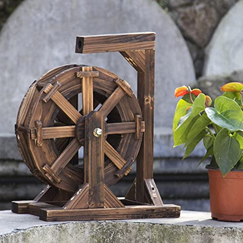 Fontana a ruota d'acqua in legno da giardino per interni ed esterni vintage rustica ornamentale decorativa per stagno fontana per patio, portico, cortile