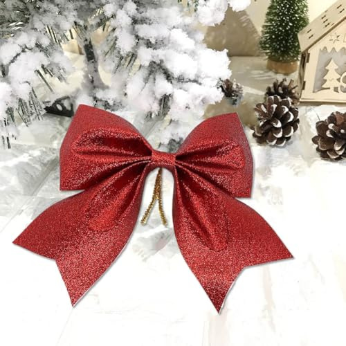 Comioke 20 pcs Lazos para árbol de Navidad,Moños Navideños para Árbol,Lazos Grandes para Árbol de Navidad,Lazo de,15 x 14cm Decoración Navidad Adornos