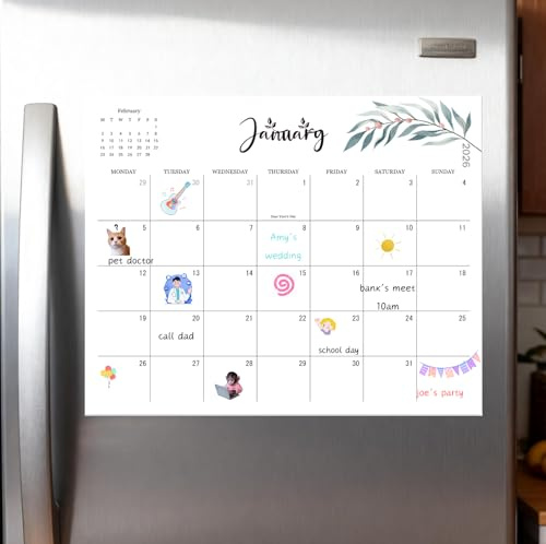 Magnetic Fridge Calendar 2026,Magnetic Calendar for Fridge from Jan 2026 to Jun 2027.18 Month Calendars UK, Tracking Events and Appointments,10x12 inch