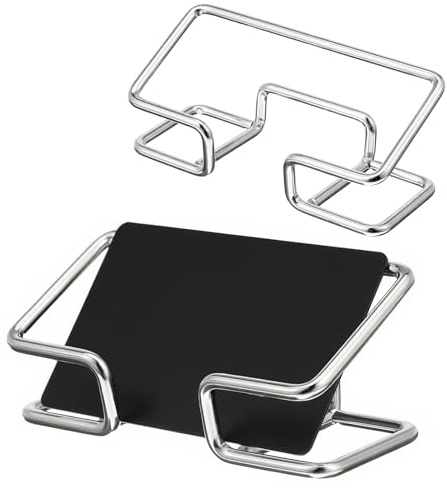 Grevosea 2 Pack Business Card Holder Desk Business Card Organizer Metal Desktop Cards Display Stand for Office Reception Event Conference Room Decor Desk Accessories (Silver)