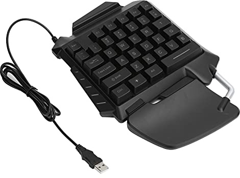 BONKZEBU Tastiera da Gioco con una Sola Mano Tastiera Meccanica Cablata USB da 35 Tasti con Retroilluminazione a LED per Ampio Poggiapolsi