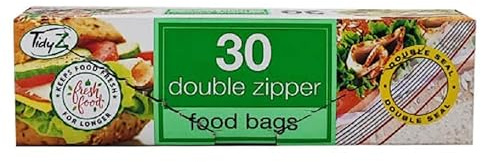 Tidyz Double Zipper Plastic Zip Seal Food & Freezer Large Storage Bags Ultimate Strength Resealable