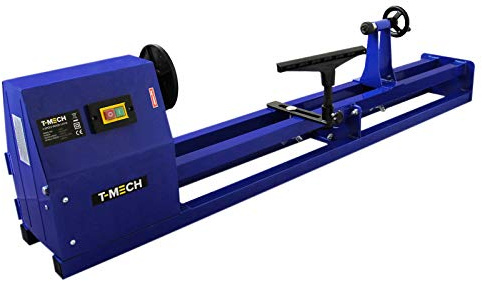 T-Mech Torno de madera (400W W, torno Ø 350mm, ancho de punta 100cm, soporte para herramientas, marco de guía estable, transmisión por correa en V)