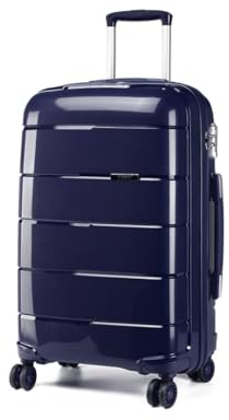 KONO Valigia Grande Rigida Premium Polipropilene 105L Trolley con TSA Lucchetto e 4 Ruote Girevoli (Marina Militare, L (74cm - 105L))
