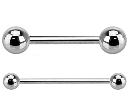 WARRIOR Piercing alla Lingua Barbell Sterile in Acciaio Chirurgico 316L 14G(1,6mm) con due Sfere a 5mm Lunghezza 16mm