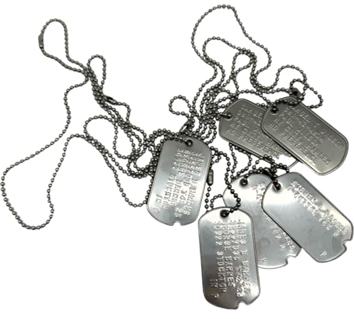 Bucky, Falcon, Captain America inspirierte Militär-Erkennungsmarken-Halsketten aus dem Zweiten Weltkrieg, Edelstahl, Ketten und Schalldämpfer im Lieferumfang enthalten