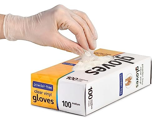 The Real Touch Einweg-Vinylhandschuhe, puderfreie und latexfreie transparent Einmalhandschuhe mit 100 Stück/Box (klein)
