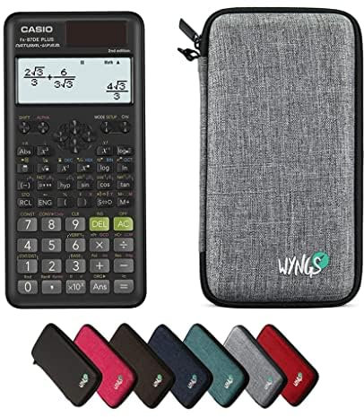 Casio fx-87DE Plus 2nd Edition inkl. WYNGS Schutztasche Hellgrau - Wissenschaftlicher Taschenrechner - Basic Set