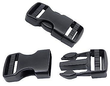 BAIWOAK Boucles en plastique double face - Fermeture à clic en plastique - Fermeture à clip de rechange pour sac à dos - Noir, Noir , 25mm-2Stück