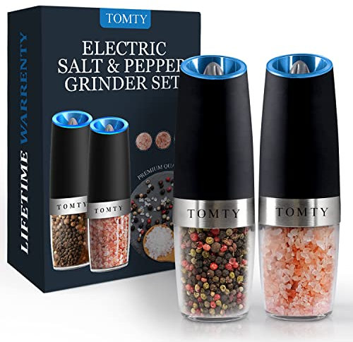 Gravity Electric Salt and Pepper Grinder Set White Elephant Gifts for Women Who Have Everything Gifts for Men Christmas Holiday Ideas Gift for Couples, Mom, Dad, Her, Him, Husband, Wife, Grandma