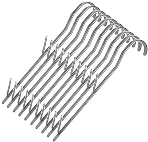Lot de 10 crochets à fumer plats en acier inoxydable 23 cm