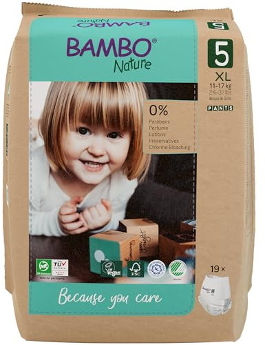 Bambo Nature Windeln Pants Größe 5 (11-17kg) - 19 St.| Windelhöschen mit verbesserter Auslaufsicherheit | Ultimativer Komfort & Freiheit für aktive Kinder | Dermatologisch getestete Nappies