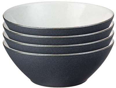 Denby - Impression Charcoal Blue Cereal Bowls Set of 4 - Dishwasher Microwave Safe Crockery - Ceramic Stoneware Tableware Soup Bowls
